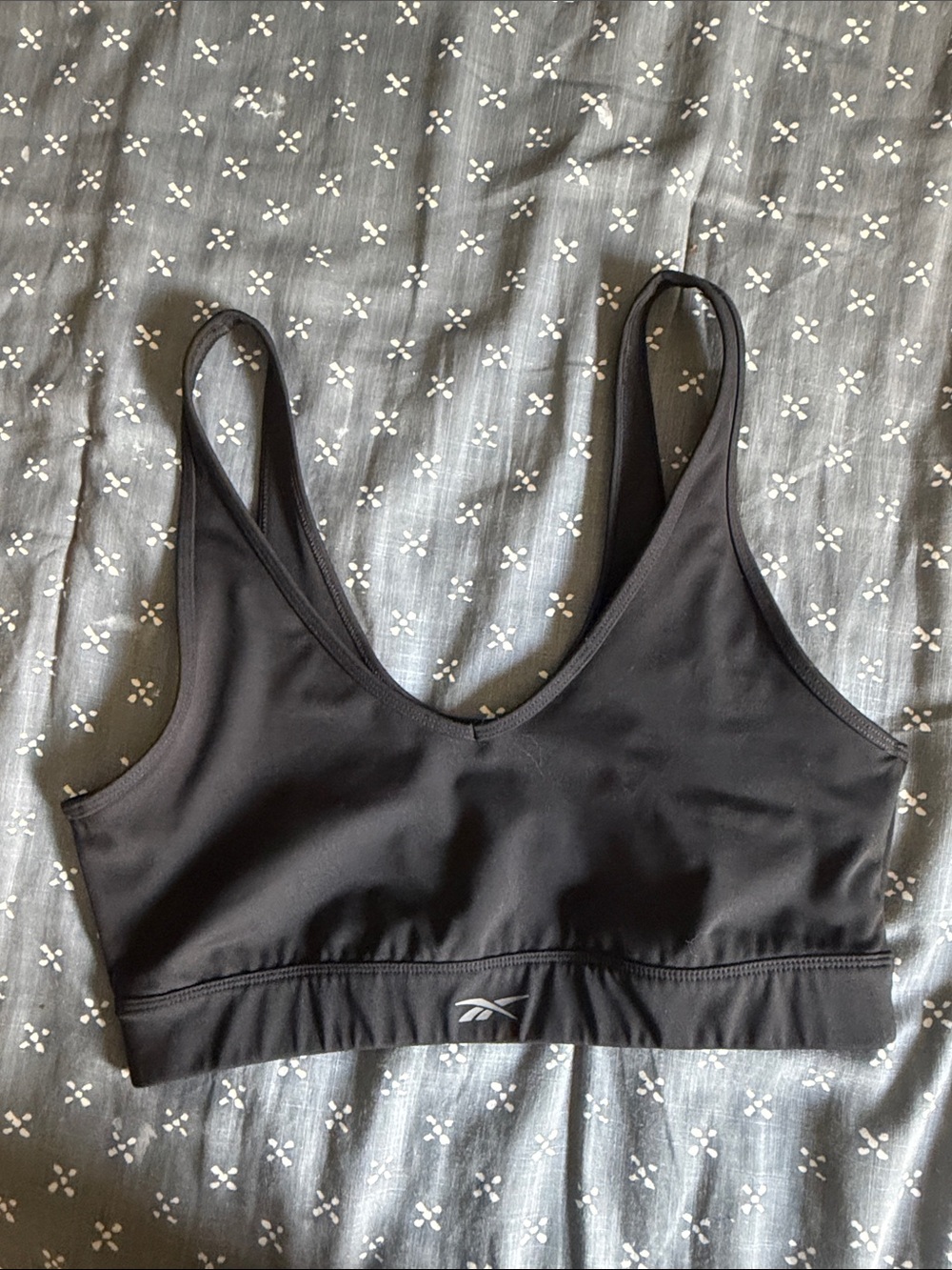 Reebok Black V-Neck Low-Impact Sports Bra